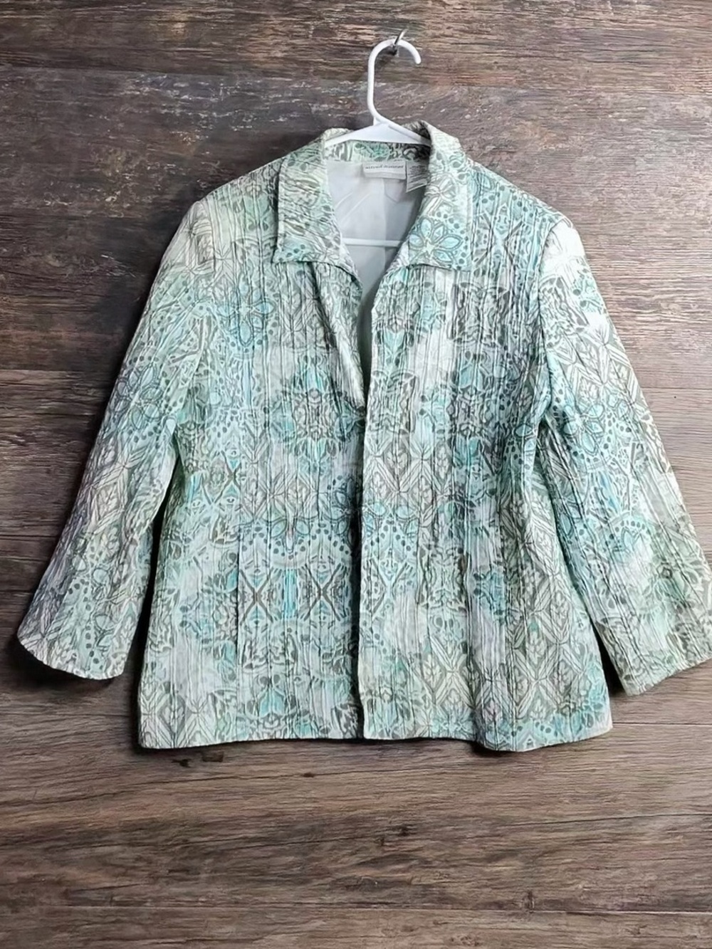 Alfred Dunner Mint Green Patterned Quilted Blazer